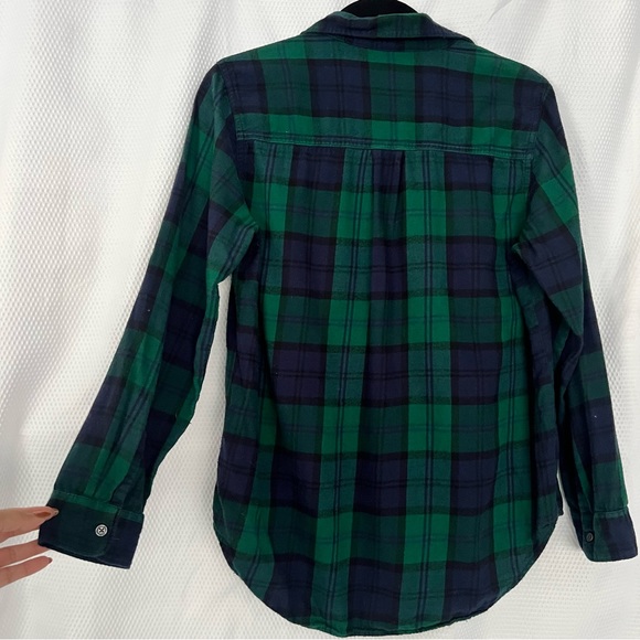 Old Navy Classic Flannel Shirt Green/Navy plaid women’s medium - Picture 5 of 6